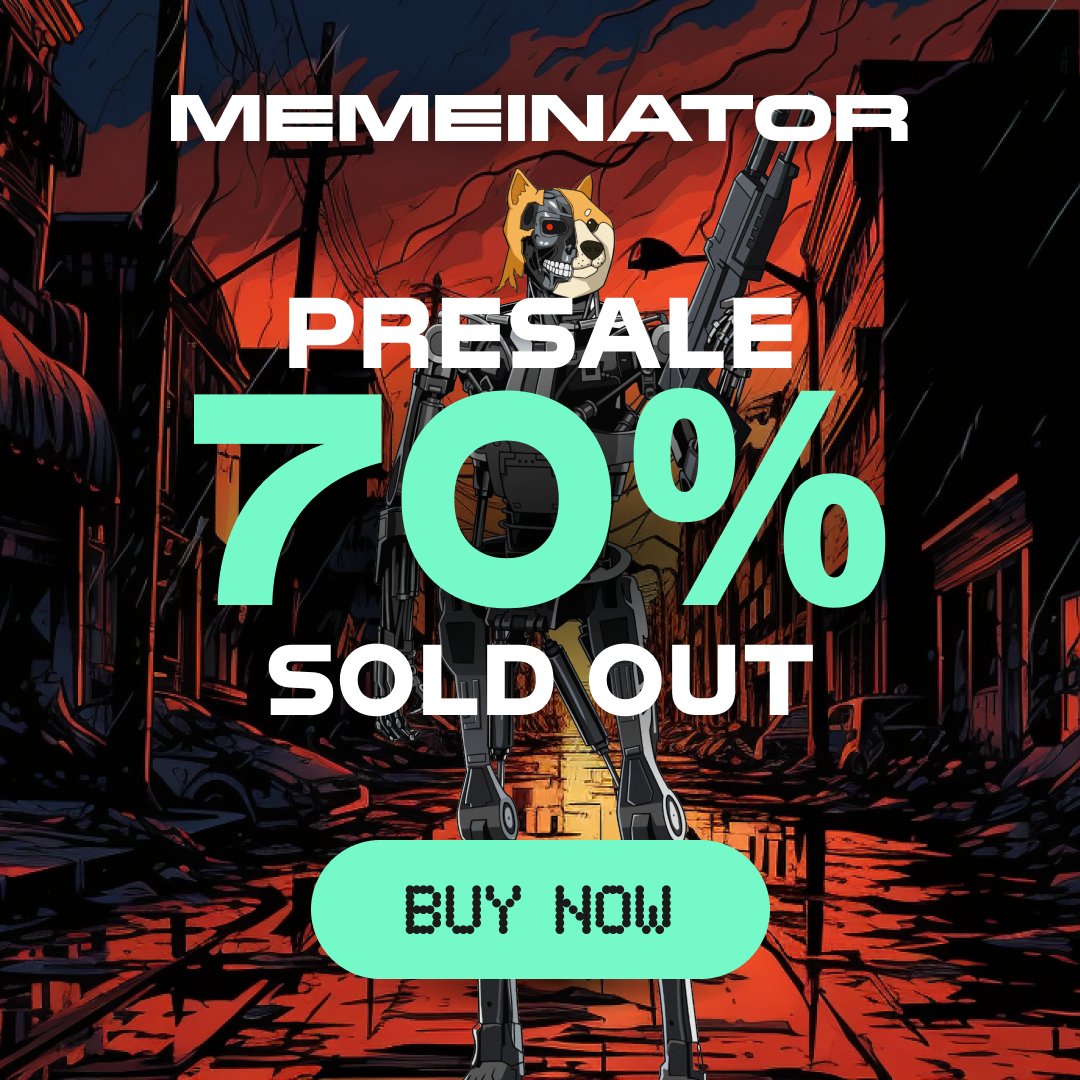 Memeinator’s presale moves swiftly, with 70% of allocated tokens now sold